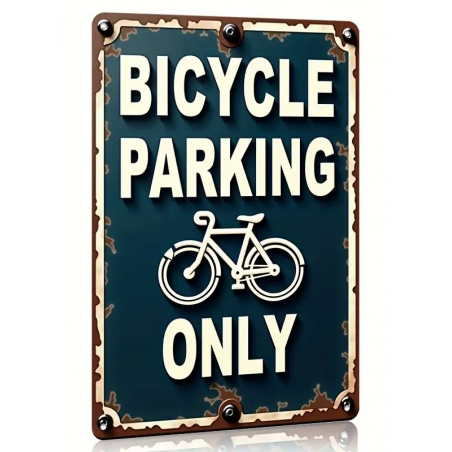Plaque Murale Métal "BICYCLE PARKING ONLY" Art Déco Vintage