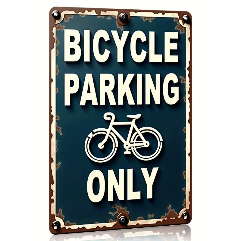 Plaque Murale Métal "BICYCLE PARKING ONLY" Art Déco Vintage