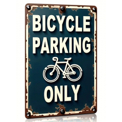 Plaque Murale Métal "BICYCLE PARKING ONLY" Art Déco Vintage