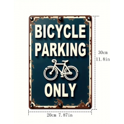 Plaque Murale Métal "BICYCLE PARKING ONLY" Art Déco Vintage