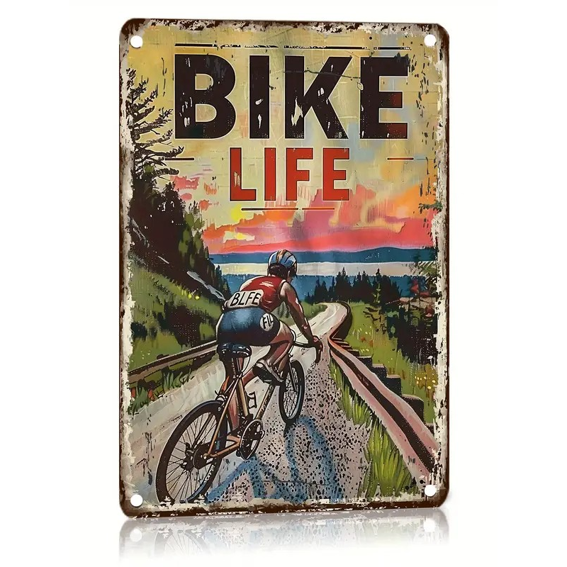 Plaque Murale Métal "BIKE LIFE" Art Déco Vintage