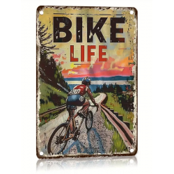 Plaque Murale Métal "BIKE LIFE" Art Déco Vintage