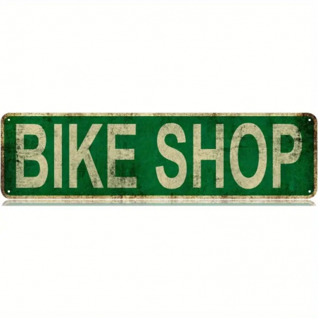 Plaque Murale Métal "BIKE SHOP" Art Déco Vintage