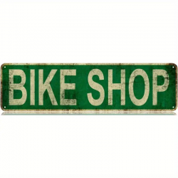Plaque Murale Métal "BIKE SHOP" Art Déco Vintage