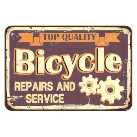 Plaque Murale Métal "BICYCLE REPAIRS & SERVICE" Art Déco Vintage
