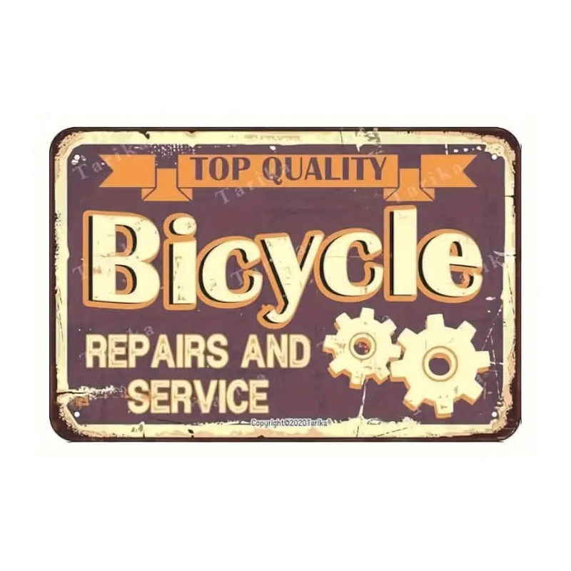 Plaque Murale Métal "BICYCLE REPAIRS & SERVICE" Art Déco Vintage