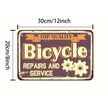 Plaque Murale Métal "BICYCLE REPAIRS & SERVICE" Art Déco Vintage