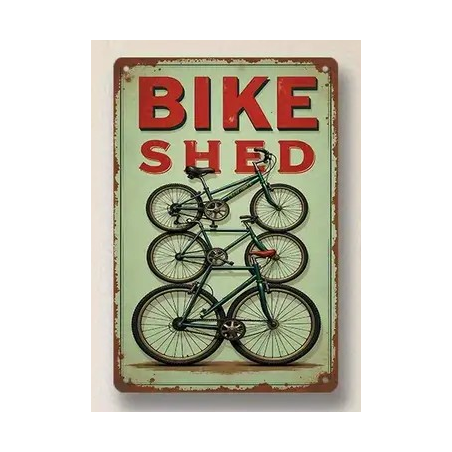 Plaque Murale Métal "BIKE SHED" Art Déco Vintage
