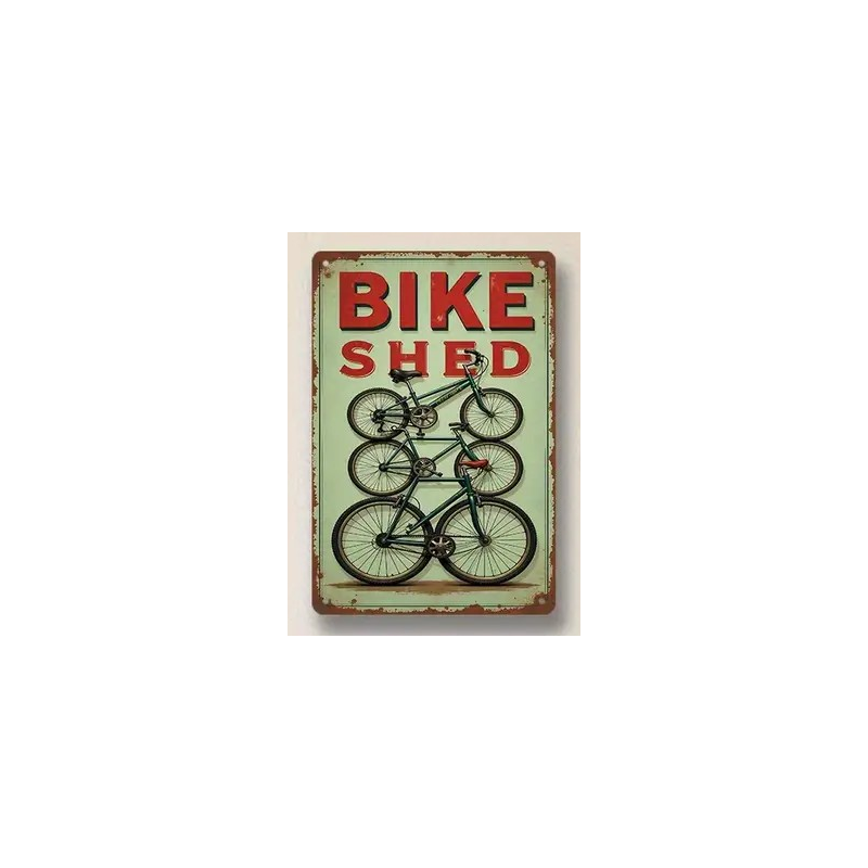 Plaque Murale Métal "BIKE SHED" Art Déco Vintage
