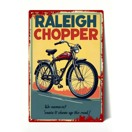 Plaque Murale Métal "RALEIGH CHOPPER" Art Déco Vintage