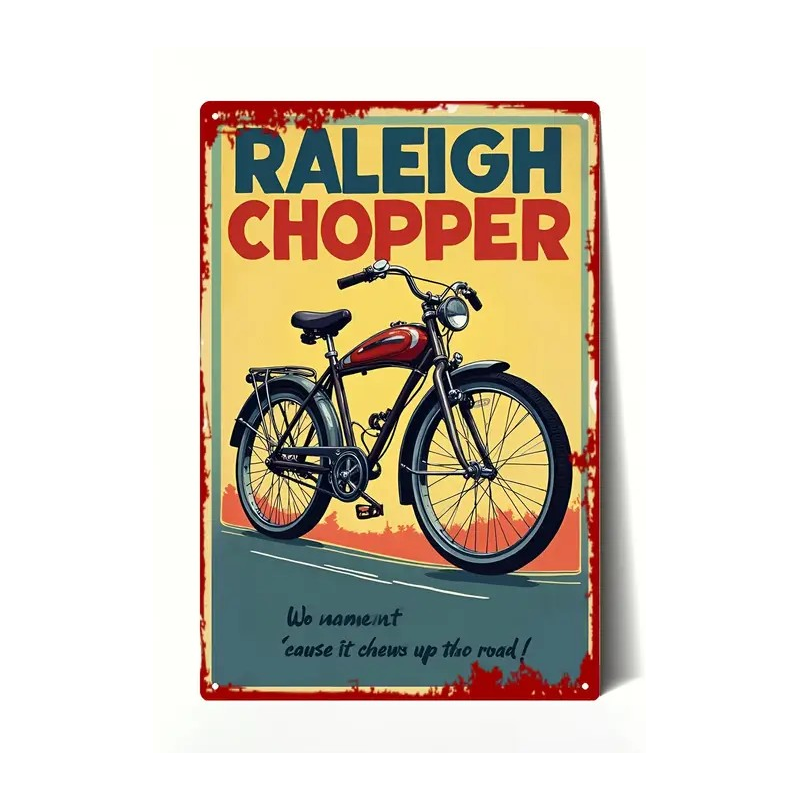 Plaque Murale Métal "RALEIGH CHOPPER" Art Déco Vintage