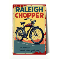 Plaque Murale Métal "RALEIGH CHOPPER" Art Déco Vintage