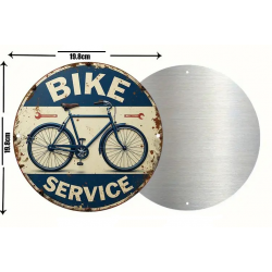 Murale Métal Ronde "BIKE SERVICE" Art Déco Vintage