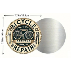 Plaque Murale Métal Ronde "BICYCLE REPAIR BE CYCLE" Art Déco Vintage