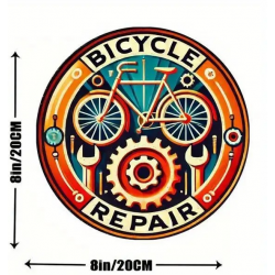 Plaque Murale Métal Ronde "BICYCLE REPAIR" Art Déco Vintage