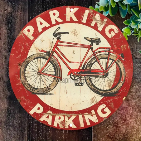 Plaque Murale Métal Ronde "PARKING" Art Déco Vintage