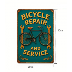 Plaque Murale Métal "BICYCLE REPAIR AND SERVICE" Art Déco Vintage