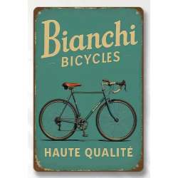 Plaque Murale Métal "BIANCHI BICYCLES" Art Déco Vintage