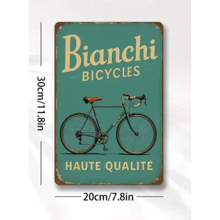 Plaque Murale Métal "BIANCHI BICYCLES" Art Déco Vintage