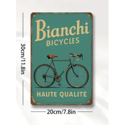 Plaque Murale Métal "BIANCHI BICYCLES" Art Déco Vintage
