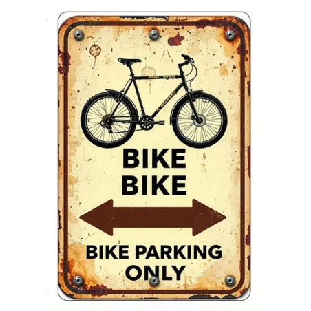 Plaque Murale Métal "BIKE PARKING ONLY" Art Déco Vintage