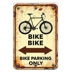Plaque Murale Métal "BIKE PARKING ONLY" Art Déco Vintage
