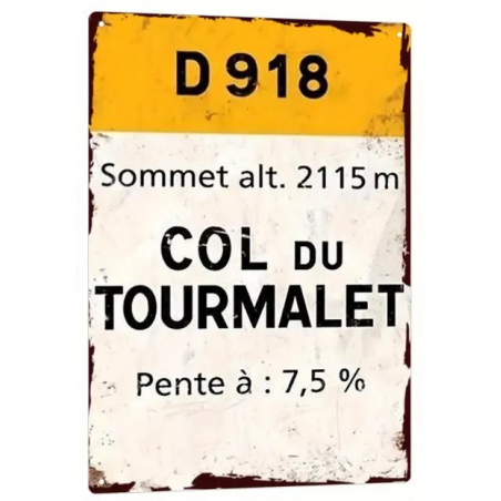 Plaque Murale Métal "COL DU TOURMALET" Art Déco Vintage