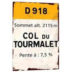 Plaque Murale Métal "COL DU TOURMALET" Art Déco Vintage