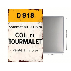 Plaque Murale Métal "COL DU TOURMALET" Art Déco Vintage