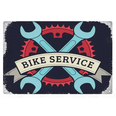 Plaque Murale Métal "BIKE SERVICE" Art Déco Vintage