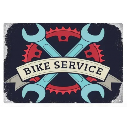 Plaque Murale Métal "BIKE SERVICE" Art Déco Vintage