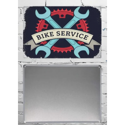 Plaque Murale Métal "BIKE SERVICE" Art Déco Vintage