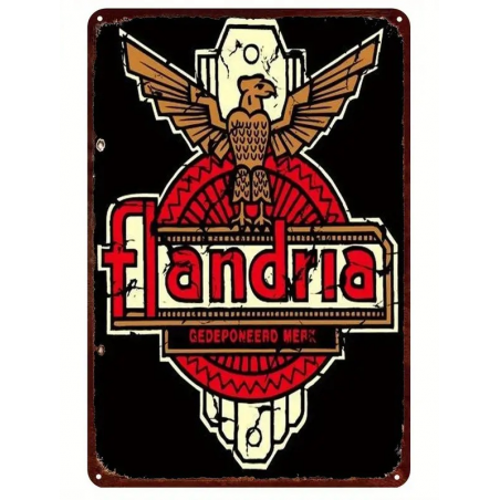 Plaque Murale Métal "FLANDRIA" Art Déco Vintage