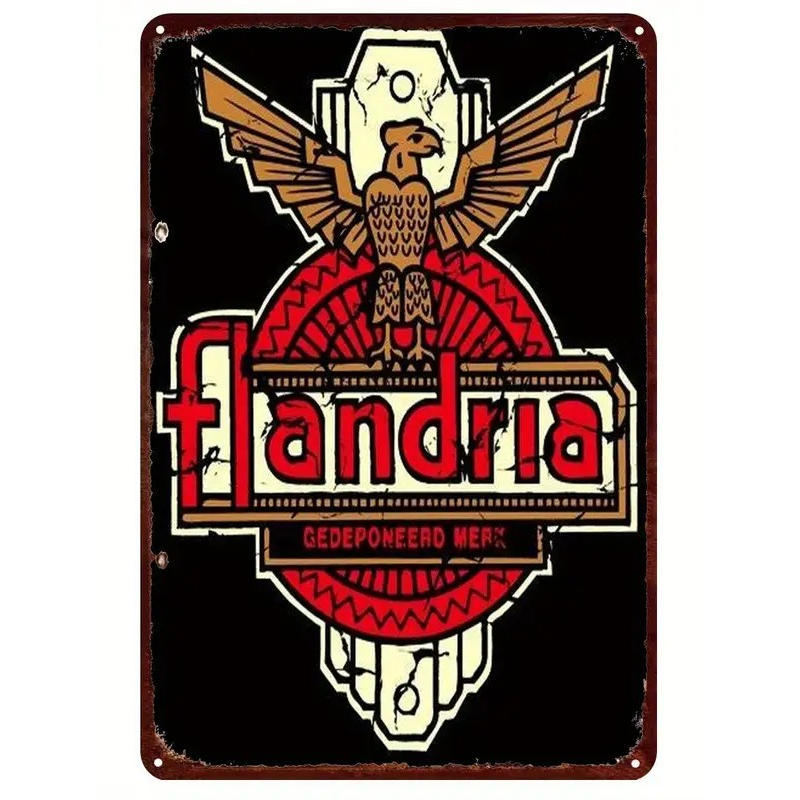 Plaque Murale Métal "FLANDRIA" Art Déco Vintage