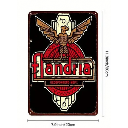 Plaque Murale Métal "FLANDRIA" Art Déco Vintage