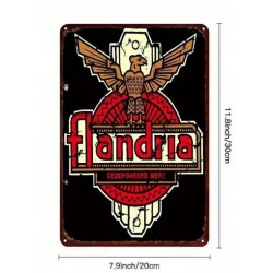 Plaque Murale Métal "FLANDRIA" Art Déco Vintage