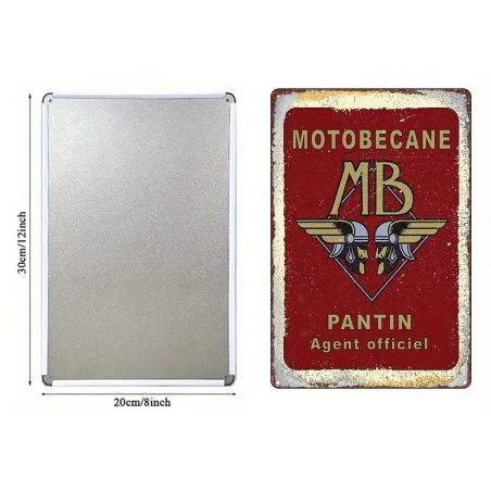 Plaque Murale Métal "MOTOBECANE PANTIN" Art Déco Vintage