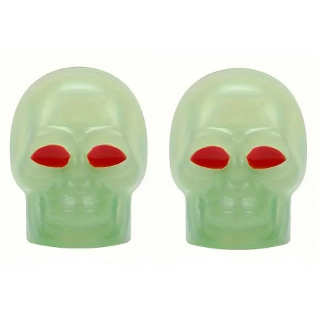 Bouchon de valve Skull Crâne Phosphorescent (La paire - lot de 2)