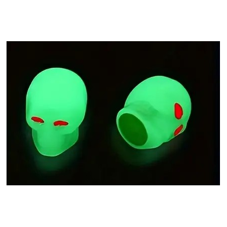 Bouchon de valve Skull Crâne Phosphorescent (La paire - lot de 2)