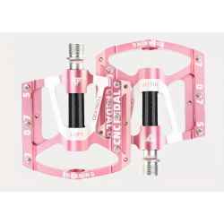 Pédales Vélo Alu CNC / Corps Carbone / 3 Roulements / Rose 9/16
