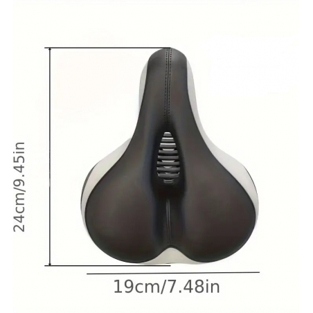 Selle Vélo Respirante Confortable Avec Réflecteur Noir Et Blanche
