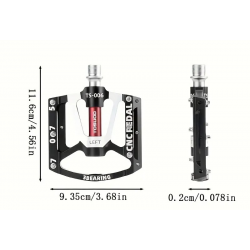 Pédales Vélo Alu CNC / Corps Aluminium / 3 Roulements / Noir 9/16