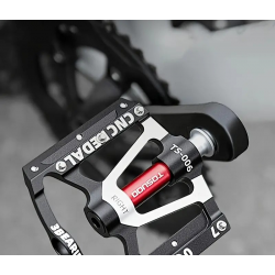 Pédales Vélo Alu CNC / Corps Aluminium / 3 Roulements / Noir 9/16