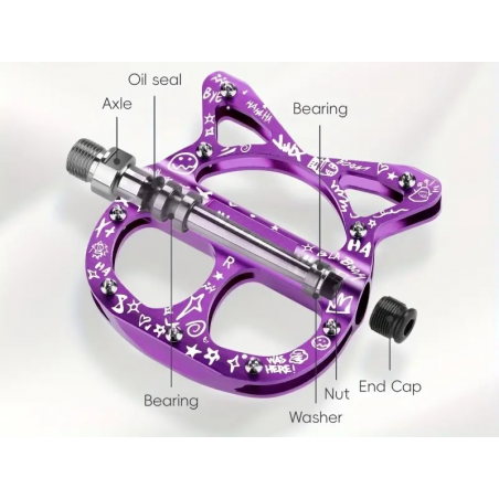 Pédales Vélo CAT Alu CNC / 3 Roulements / Violet 9/16