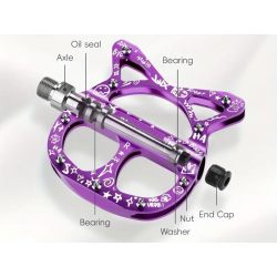 Pédales Vélo CAT Alu CNC / 3 Roulements / Violet 9/16