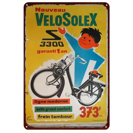 Plaque Murale Métal "Velo Solex 3300" Art Déco Vintage
