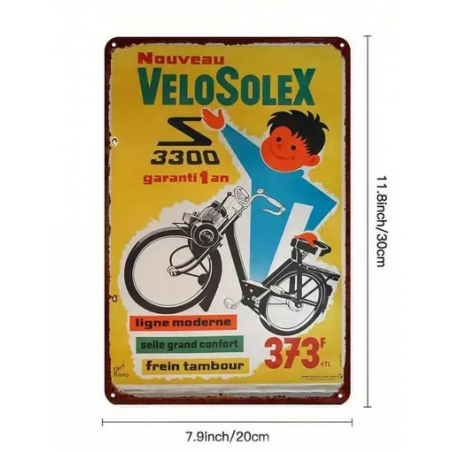 Plaque Murale Métal "Velo Solex 3300" Art Déco Vintage