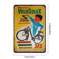 Plaque Murale Métal "Velo Solex 3300" Art Déco Vintage