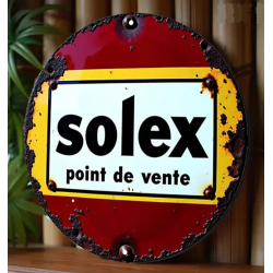 Plaque Murale Métal Ronde "SOLEX" Art Déco Vintage