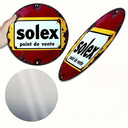 Plaque Murale Métal Ronde "SOLEX point de vente" Art Déco Vintage